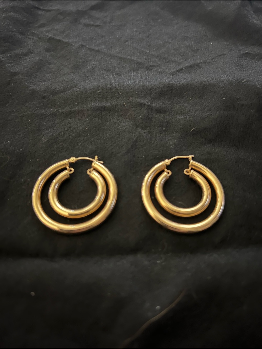 14k Vintage Yellow Gold Double Hoop Hollow Earrings 2.92 Grams